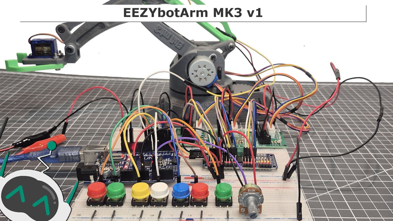 EEZYbotArm MK3 v1(Boutons + Potentiomètre + Servo SG90 + 28BYJ-48 + ULN2003 + PCA9685 + Arduino Uno)
