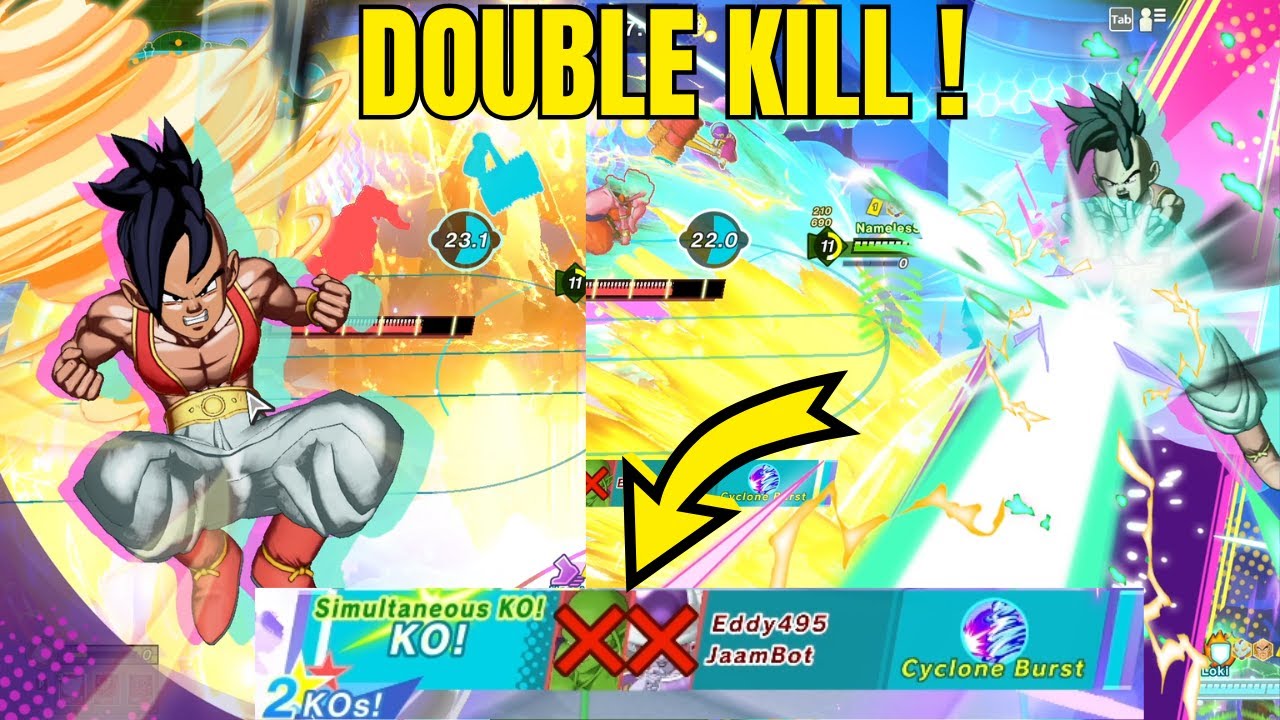 Двойное убийство и победа с супер-убом в геймплее DRAGON BALL GEKISHIN SQUADRA