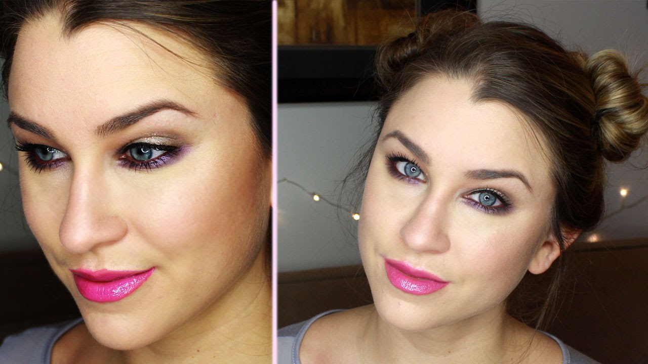 Splash of Purple Makeup w UD Vice Palette + Pigtail Bun Tutorial - YouTube