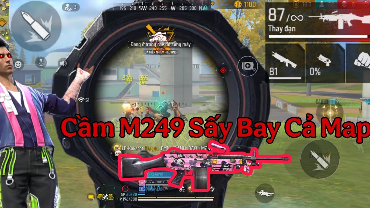 [ FREE FIRE ] Cầm M249 Sấy Bay Cả Map - Kakarot Gaming