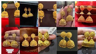 Letest Gold Jhumka Earrings Design With Weight and Price || light weight gold jhumka earrings design