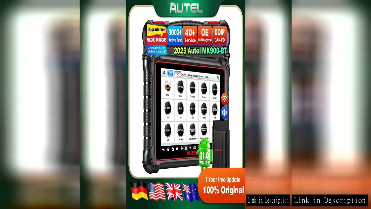 Autel MaxiCOM MK900BT Car Diagnostic Tools OBD2 Scanner 2025 40+ Service 3K+ Active Tests All Sys FC