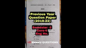BBMKU DHANBAD PREVIOUS YEAR QUESTION ENGLISH HONOURS SEMESTER 2 CORE 4 UG #bbmkulatestnews #bbmku