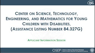 ALN 84.327G Educational Technology, Media, and Materials for Individuals with Disabilities Program