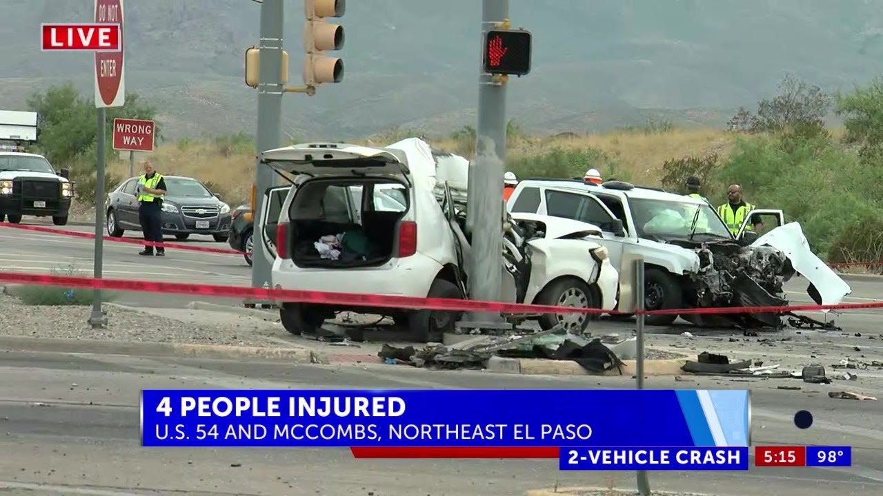 Crash in Northeast El Paso sends four people to the hospital - YouTube