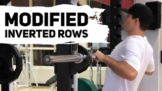 Barbell Modified Inverted Rows - Easy Bodyweight Exercise
