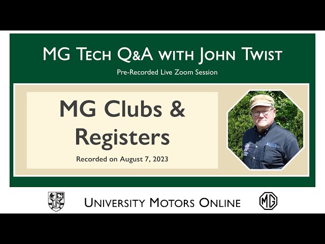 396 MG Tech | Q & A on MG Clubs & Registers class=