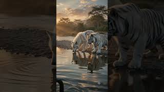 Arctic wolf white tiger drinking 202606151751