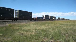 WBD Union Pacific Railroad #7382 with stack train climbs Sherman Hill @ I80 & Otto Rd, 9/18/13