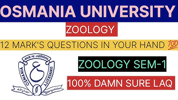 🔴 OSMANIA UNIVERSITY|ZOOLOGY SEM 1|DAMN SURE LAQ QUESTIONS SEM-1 IMPORTANT QUESTION DAMNSURE |PASS💯l