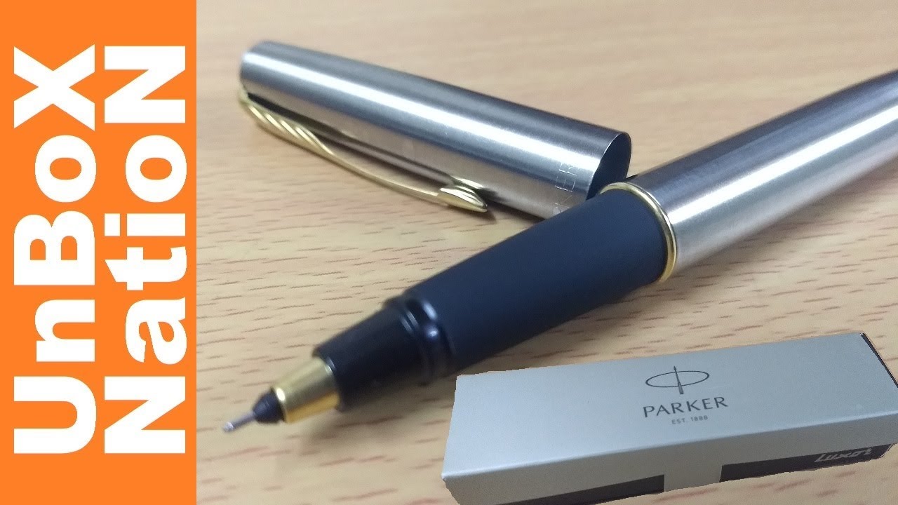 Parker Frontier Stainless Steel GT Roller Ball Pen - Gold Trim - UnboxNation