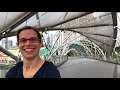 Rolling over the Helix Bridge in Singapore in a wheelchair