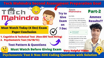 Part-2:Tech Mahindra 2021 2nd Assessment-Non-SDE Tech Hiring Coding Que-Soln-All Section Discussion🤫