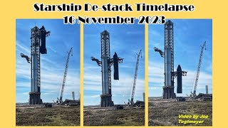 SpaceX Starship De-stacking Time-lapse from 16 November 2023 ahead of IFT-2