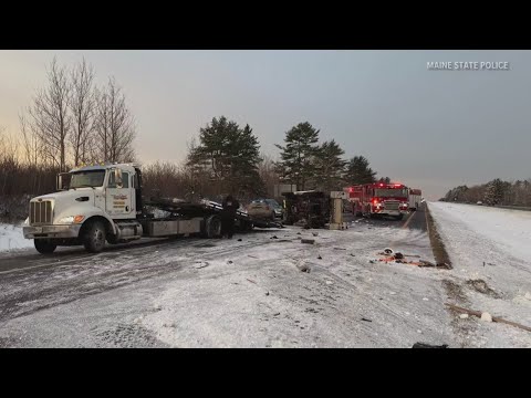 Massachusetts man ejected from pickup in I-95 crash in Bangor - YouTube