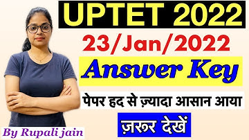 UPTET ANSWER JEY | PAPER 1 (23 Jan 2022 | CDP BY RUPALI JAIN