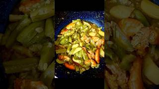 Angled Gourd with shrimp shrimp veggies luffa desi spicy cooking desirecipes