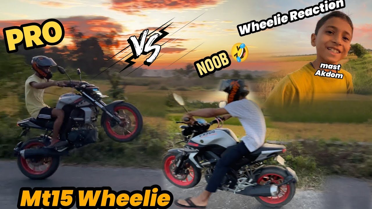 Mt15 Long Wheelie 😍 First Time Pro Vs Noob Wheelie dibakardulia