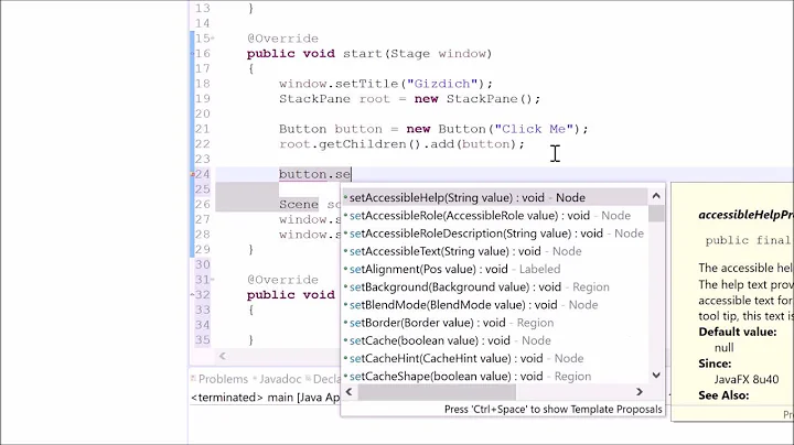 Java Tutorial 53 (JavaFX / GUI) - Button with Event Handler