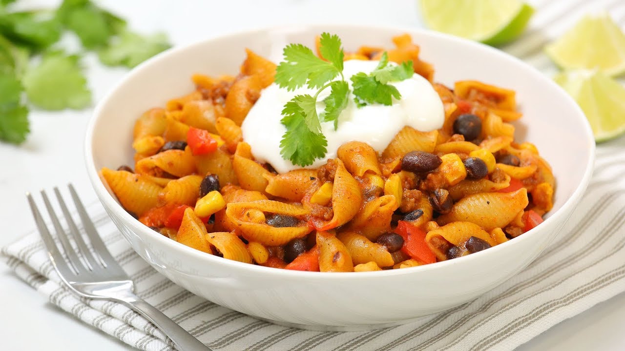 One Pot Cheesy Taco Pasta | Quick + Easy Pantry Recipe | The Domestic Geek