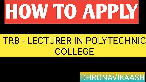 TRB POLYTECHNIC - HOW TO APPLY | TAMIL| DHRONAVIKAASH