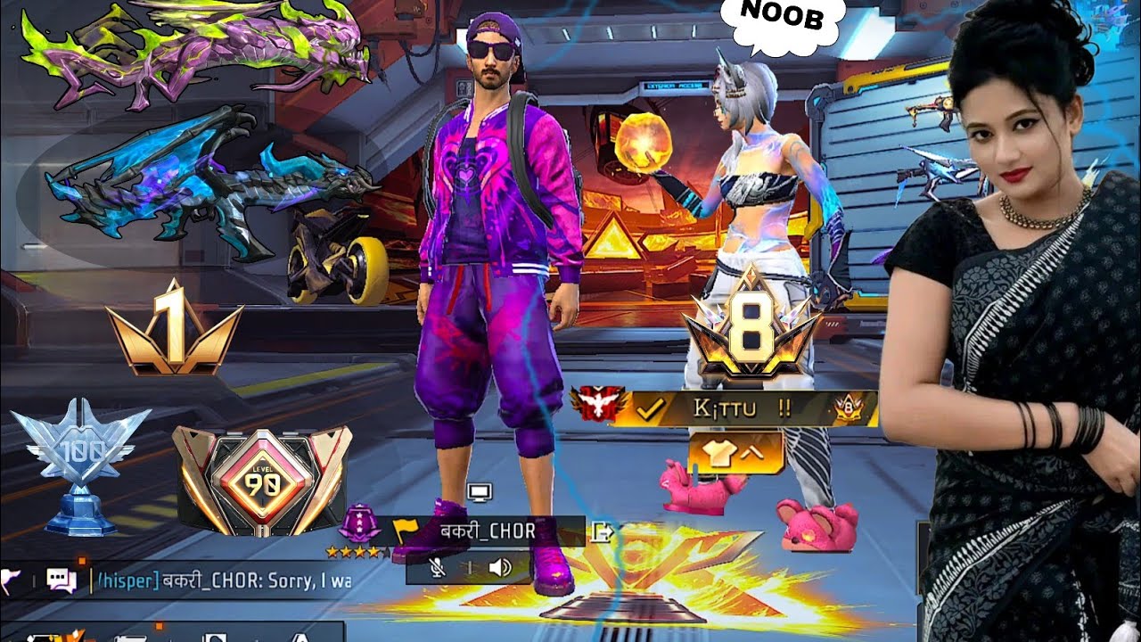 Free Fire Collection Versus 😈 Cute Girl Need My Help 🥺 Random 100 Level Player & Attitude Girl 🔥 