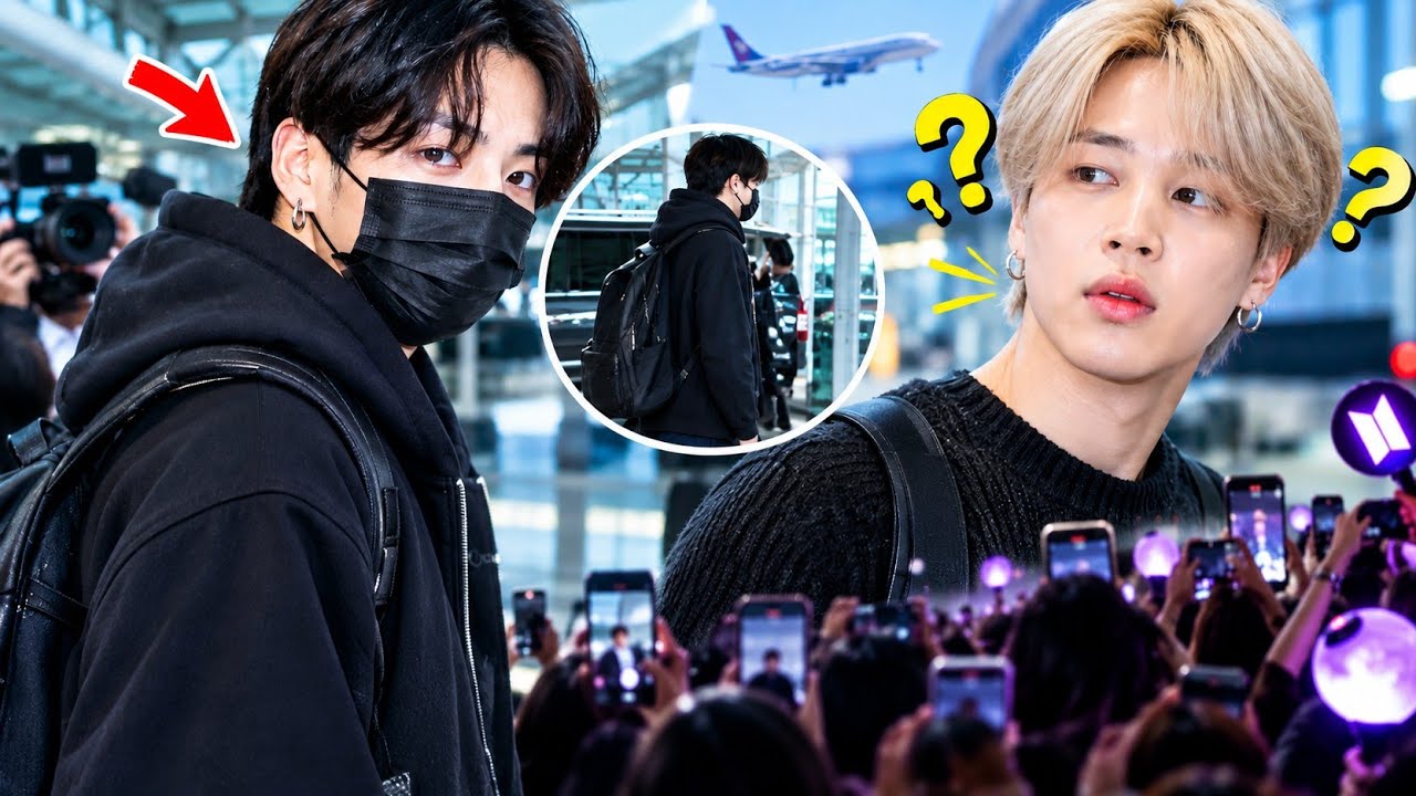 Jungkook is caught on camera heading to the airport, Jimin is curious