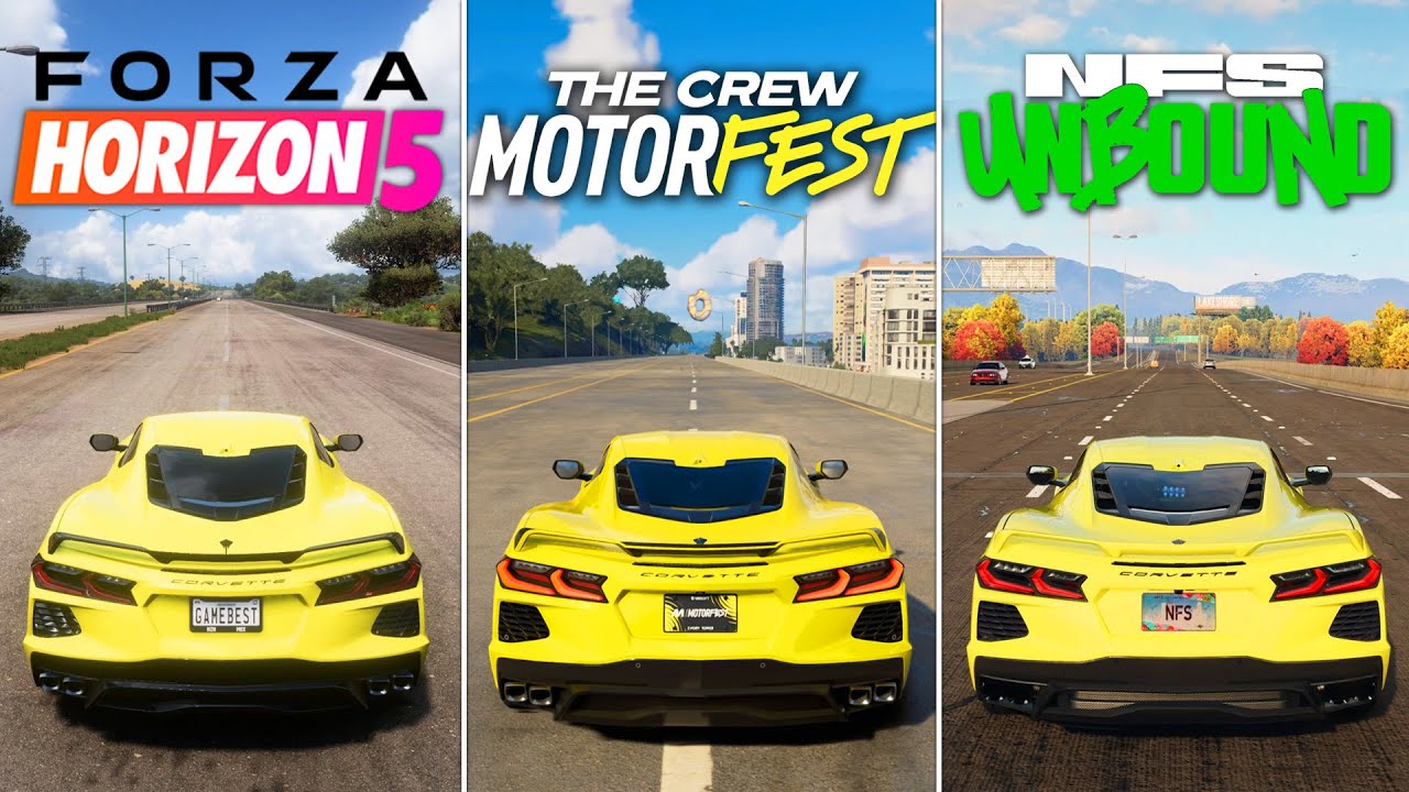 The Crew Motorfest vs Forza Horizon 5 vs NFS Unbound - Physics and Details Comparison