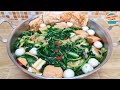 One Pot Spinach Soup with Fish Ball