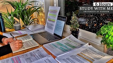6 HOUR STUDY WITH ME | Revision Week, Background noise, Rain Sound, 10-min break, No Music, Merve