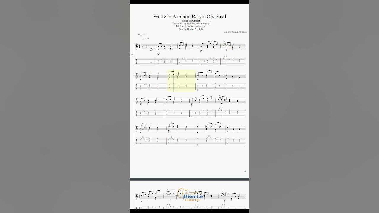 F. Chopin - Waltz in A minor, B. 150, Op. Posth Arr for Classical Guitar