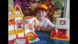 Fun! MCDONALD'S Happy Meal Maker PLAYSET Mini Hamburgers FRENCH FRIES Toy Review REAL FOOD