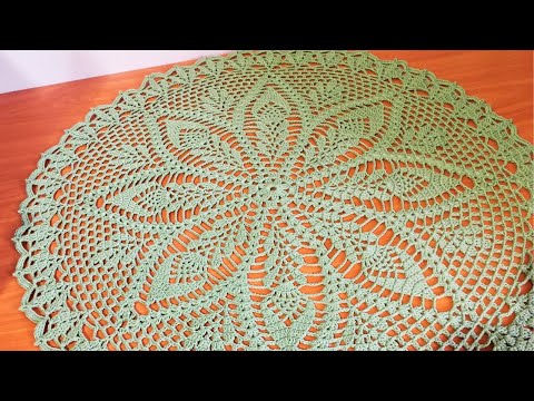 مفرش كروشيه دائري أنيق بخطوات بسيطة جدا   