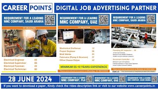 28 June 2024 Hiring Iraq- Fiji - Saudi Arabia & Qatar @career_points
