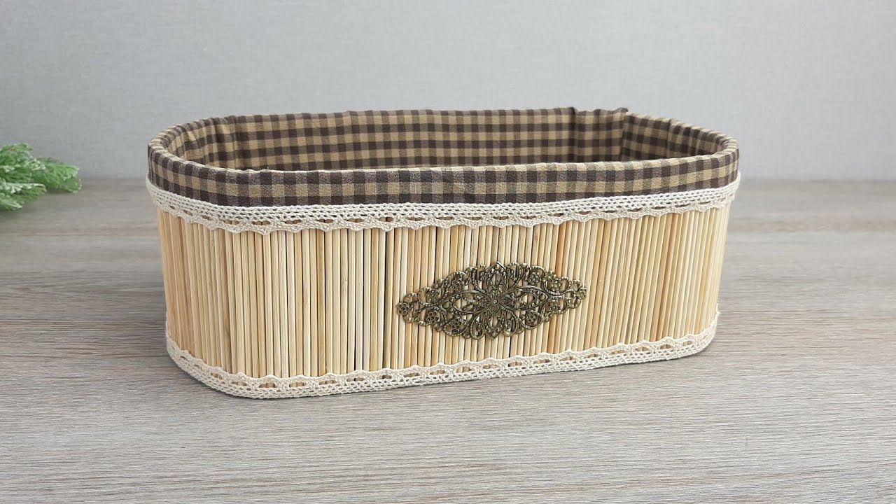 Прекрасная КОРЗИНКА из Деревянных Шпажек и Картона своими руками