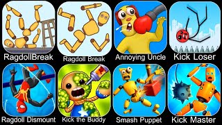 Minecraft,Roblox,Ragdoll Dummy,Ragdoll Break,Kick the Buddy,Annoying Uncle Punch,Kick Loser