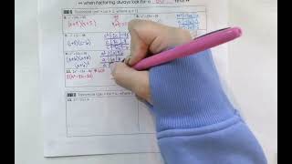 Algebra 2 Factoring Refresher - Tic Tac Toe Method