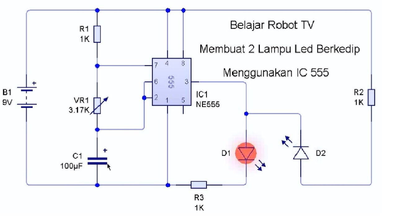 Gambar Rangkaian  2 Led  Berkedip  Bergantian Murah Meriah 