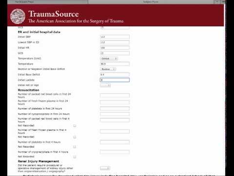 AAST Renal Trauma Data Entry (tier 1 - basic data entry)