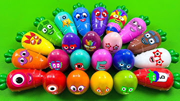 Numberblocks 🏳️‍🌈 Find Alphablocks in Mini Eggs, Carrot Slime & Clay Coloring! Satisfying ASMR