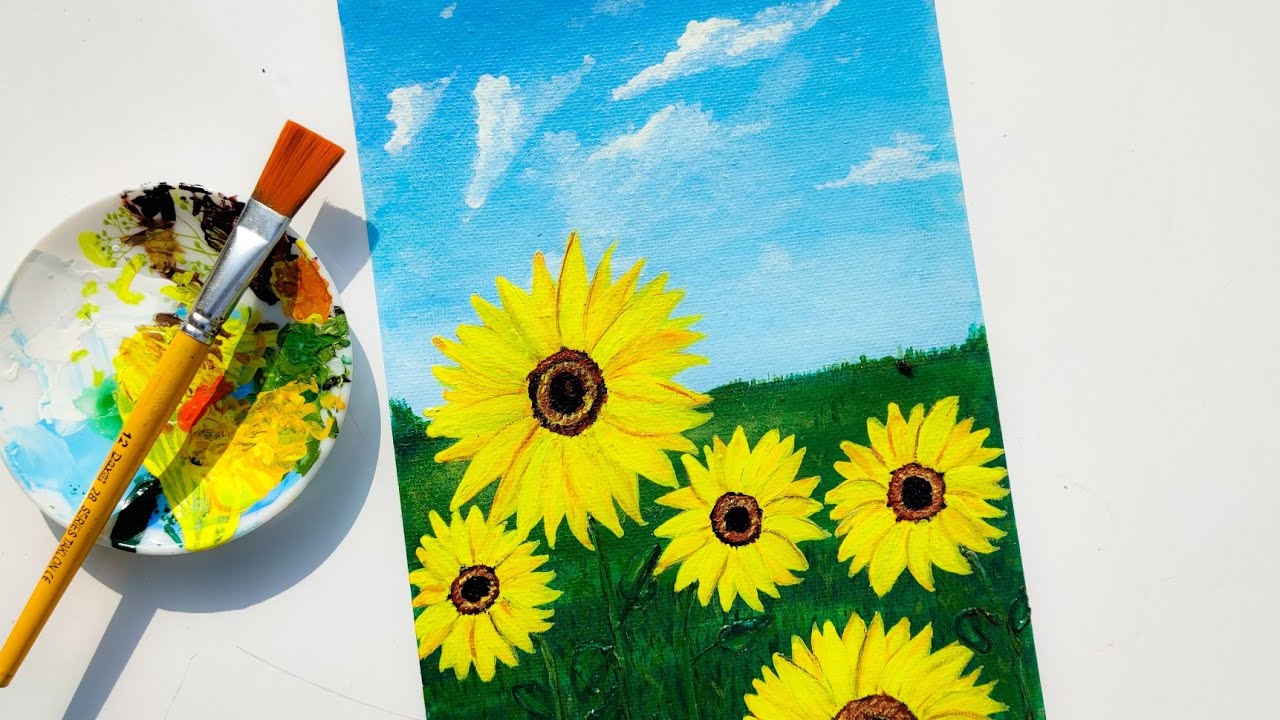 #Easy Sunflower acrylic Painting#Sunflower painting || Step by Step for ...