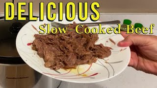 This is how i prepare a very easy and tasty beef dish in the slow
cooker. am using flank steak here, but virtually any cut will work,
especially brisk...