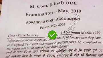2019 Mdu MCom DDE Final Year Advance Cost Accounting  Question Paper
