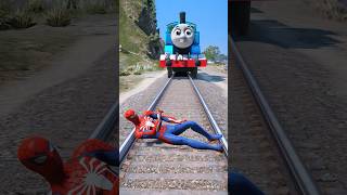 GTA V: SHIVA SAVING SPIDERMAN FROM THOMAS THE TRAIN #shorts #trains screenshot 5