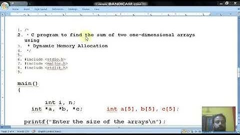 Addition of Arrays using malloc part 1