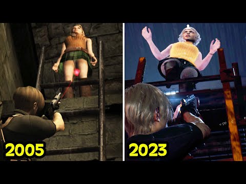 Ashley Reaction To Leon Looking Under Her Skirt 2005 VS 2023 - Resident Evil 4 Remake