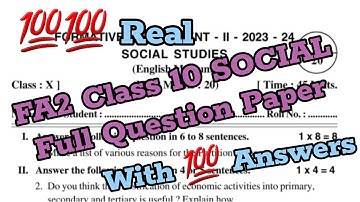 10th Class FA2 SOCIAL Real Full Question Paper with Answers | 💯💯AP 2023-2024 FA-2 Question Paper