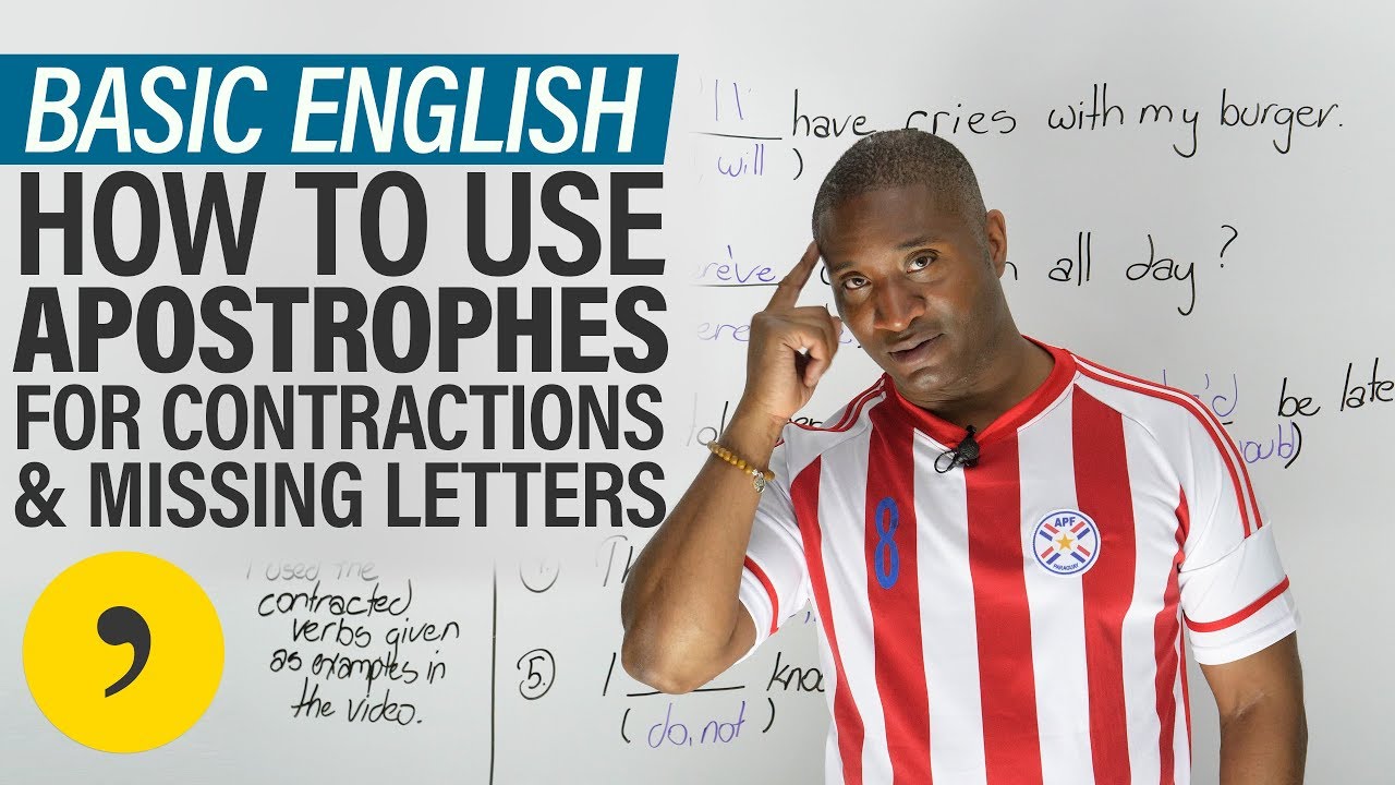English for Beginners: APOSTROPHES for missing letters & contractions slang for cool