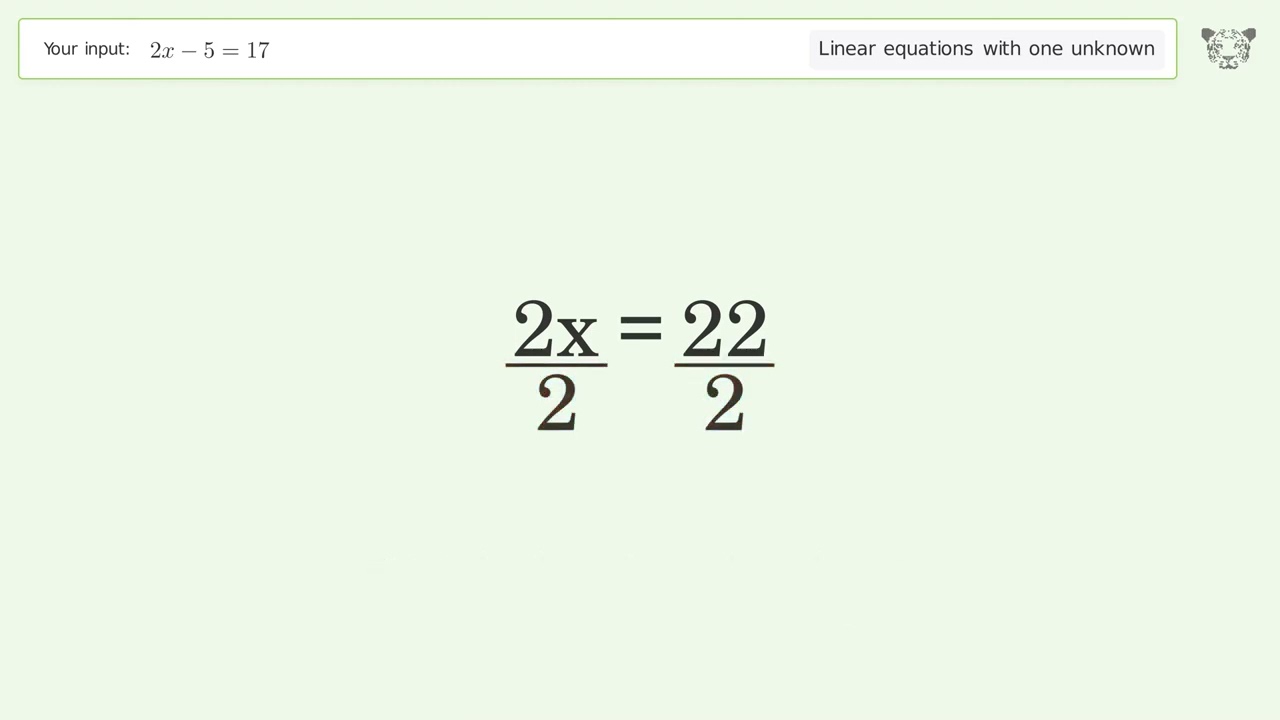Linear Equation With One Unknown Solve 2x 5 17 Step by step Solution Linear Equation With One Unknown Solve 2x 5 17 Step by step Solution