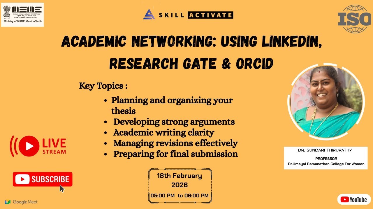 Academic Networking: Using LinkedIn, ResearchGate & ORCID